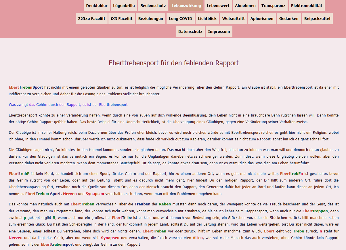 Alte Website wurde mit dem Baukasten der Telekom gebaut und hat die erste Versuche mit EbertrebEN rausgehaut